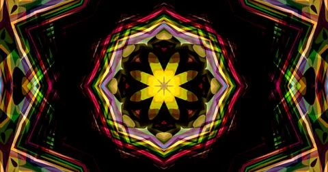 Dark Color Pixels Abstract Pattern Kaleidoscope Symmetric Mandala Stock Illustration