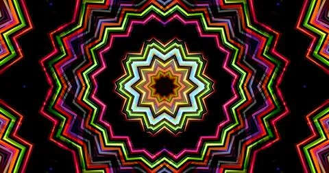 Dark Color Pixels Abstract Pattern Kaleidoscope Symmetric Mandala Stock Illustration