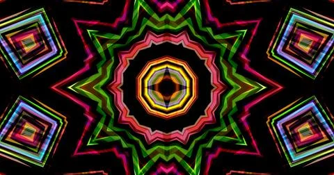 Dark Color Pixels Abstract Pattern Kaleidoscope Symmetric Mandala Stock Illustration