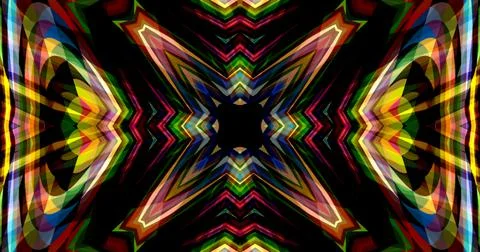 Dark Color Pixels Abstract Pattern Kaleidoscope Symmetric Mandala Stock Illustration