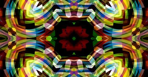 Dark Color Pixels Abstract Pattern Kaleidoscope Symmetric Mandala Stock Illustration