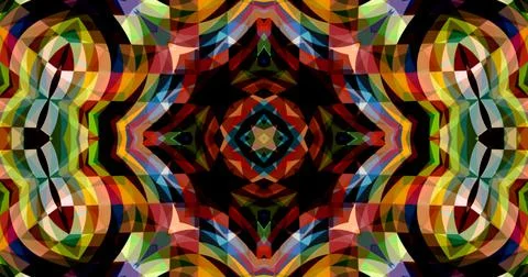 Dark Color Pixels Abstract Pattern Kaleidoscope Symmetric Mandala Stock Illustration