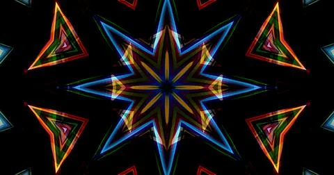 Dark Color Pixels Abstract Pattern Kaleidoscope Symmetric Mandala Stock Illustration