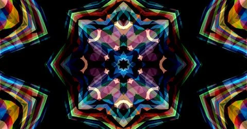 Dark Color Pixels Abstract Pattern Kaleidoscope Symmetric Mandala Illustrazione stock