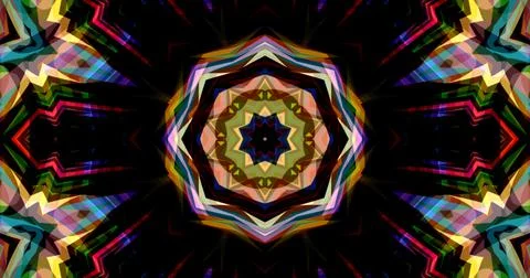 Dark Color Pixels Abstract Pattern Kaleidoscope Symmetric Mandala Stock Illustration