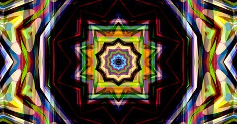 Dark Color Pixels Abstract Pattern Kaleidoscope Symmetric Mandala Stock Illustration