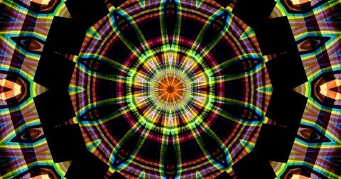 Dark Color Pixels Abstract Pattern Kaleidoscope Symmetric Mandala Stock Illustration