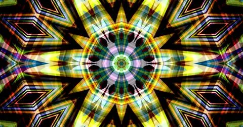 Dark Color Pixels Abstract Pattern Kaleidoscope Symmetric Mandala Ilustração Stock