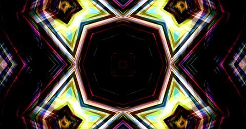Dark Color Pixels Abstract Pattern Kaleidoscope Symmetric Mandala Stock Illustration