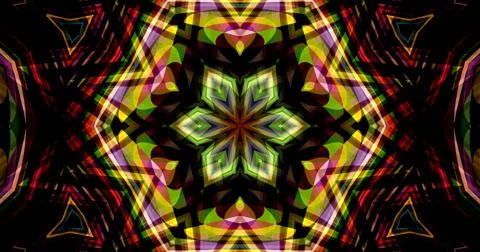 Dark Color Pixels Abstract Pattern Kaleidoscope Symmetric Mandala Stock Illustration
