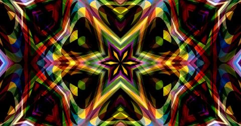 Dark Color Pixels Abstract Pattern Kaleidoscope Symmetric Mandala Stock Illustration