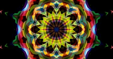 Dark Color Pixels Abstract Pattern Kaleidoscope Symmetric Mandala Stock Illustration