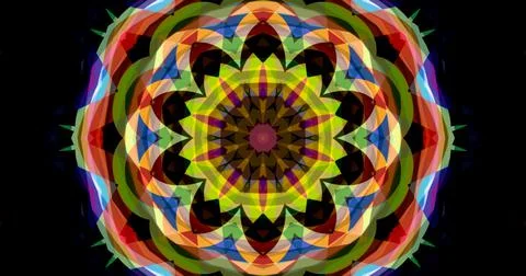 Dark Color Pixels Abstract Pattern Kaleidoscope Symmetric Mandala Ilustração Stock