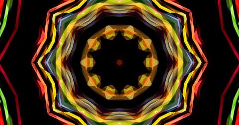 Dark Color Pixels Abstract Pattern Kaleidoscope Symmetric Mandala Stock Illustration