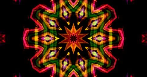 Dark Color Pixels Abstract Pattern Kaleidoscope Symmetric Mandala Stock Illustration