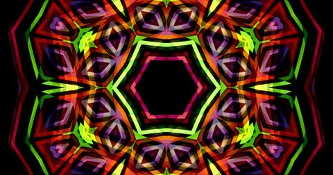 Dark Color Pixels Abstract Pattern Kaleidoscope Symmetric Mandala Stock Illustration