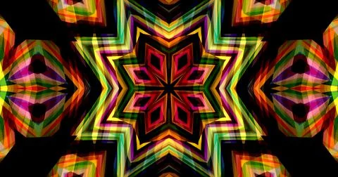 Dark Color Pixels Abstract Pattern Kaleidoscope Symmetric Mandala Stock Illustration