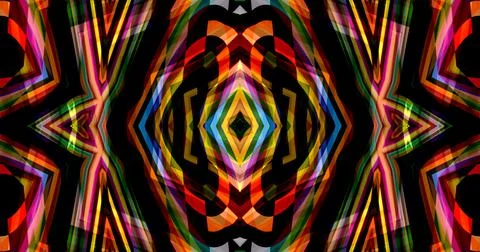 Dark Color Pixels Abstract Pattern Kaleidoscope Symmetric Mandala Stock Illustration