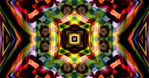 Dark Color Pixels Abstract Pattern Kaleidoscope Symmetric Mandala Stock Illustration
