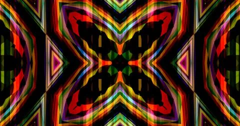Dark Color Pixels Abstract Pattern Kaleidoscope Symmetric Mandala Stock Illustration
