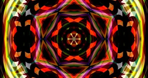 Dark Color Pixels Abstract Pattern Kaleidoscope Symmetric Mandala Ilustração Stock