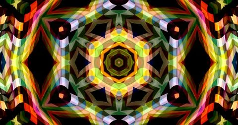 Dark Color Pixels Abstract Pattern Kaleidoscope Symmetric Mandala Stock Illustration