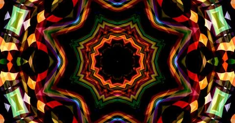 Dark Color Pixels Abstract Pattern Kaleidoscope Symmetric Mandala Stock Illustration