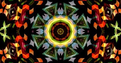 Dark Color Pixels Abstract Pattern Kaleidoscope Symmetric Mandala Stock Illustration