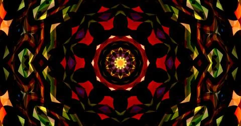 Dark Color Pixels Abstract Pattern Kaleidoscope Symmetric Mandala Stock Illustration