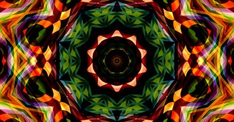 Dark Color Pixels Abstract Pattern Kaleidoscope Symmetric Mandala Stock Illustration