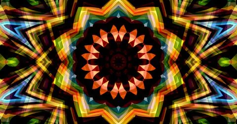 Dark Color Pixels Abstract Pattern Kaleidoscope Symmetric Mandala Stock Illustration