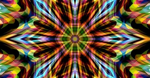 Dark Color Pixels Abstract Pattern Kaleidoscope Symmetric Mandala Stock Illustration