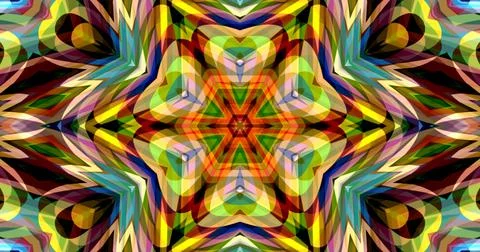 Dark Color Pixels Abstract Pattern Kaleidoscope Symmetric Mandala Stock Illustration