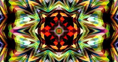 Dark Color Pixels Abstract Pattern Kaleidoscope Symmetric Mandala Stock Illustration