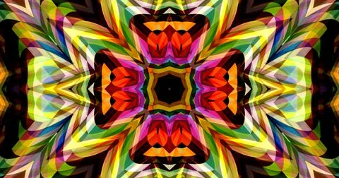 Dark Color Pixels Abstract Pattern Kaleidoscope Symmetric Mandala Ilustração Stock