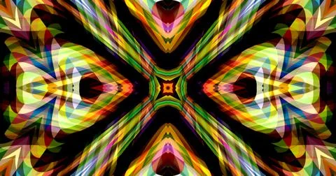 Dark Color Pixels Abstract Pattern Kaleidoscope Symmetric Mandala Stock Illustration