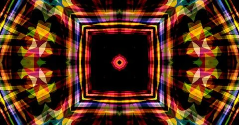 Dark Color Pixels Abstract Pattern Kaleidoscope Symmetric Mandala Stock Illustration