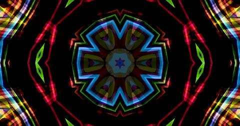 Dark Color Pixels Abstract Pattern Kaleidoscope Symmetric Mandala Stock Illustration