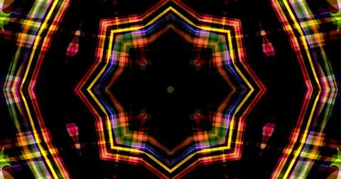 Dark Color Pixels Abstract Pattern Kaleidoscope Symmetric Mandala Stock Illustration