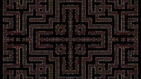 Dark Colored Complex Geometric Tech Pattern Background Loop Stock Footage 197070397