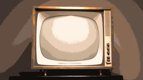Dark-colored illustration of an old-fashioned retro vintage old TV receiver Stock Illustration