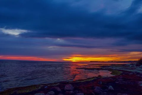 Dark colored sunset Stock Photos