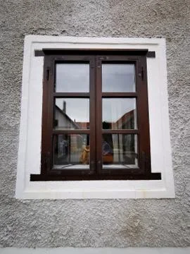 Dark-colored window at Tihany Stock Photos