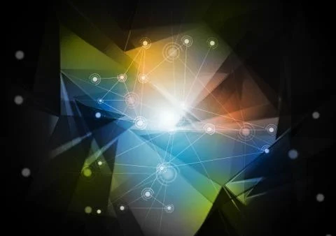 Dark colorful low poly tech communication design Stock Illustration
