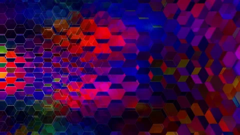 Dark Colors Winking Hexagons 3 Stock Footage 131366794