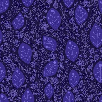 Dark colourful floral pattern with leaves in hand drawn style for textile print Stock Illustration