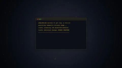 Dark Computer Screen Displaying Blank Window on Starry Night Background Stock Footage 348421004
