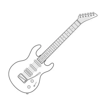 Dark contour electric guitar technical illustration Stock-Illustration