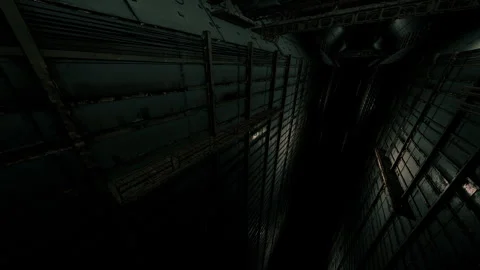 Dark corridor in a futuristic setting with industrial architecture Stock Footage 330069535