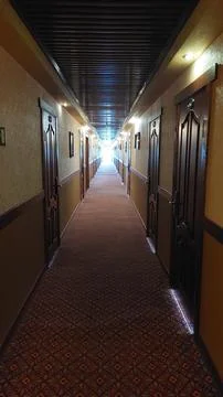 Dark corridor of the hotel Stock Photos